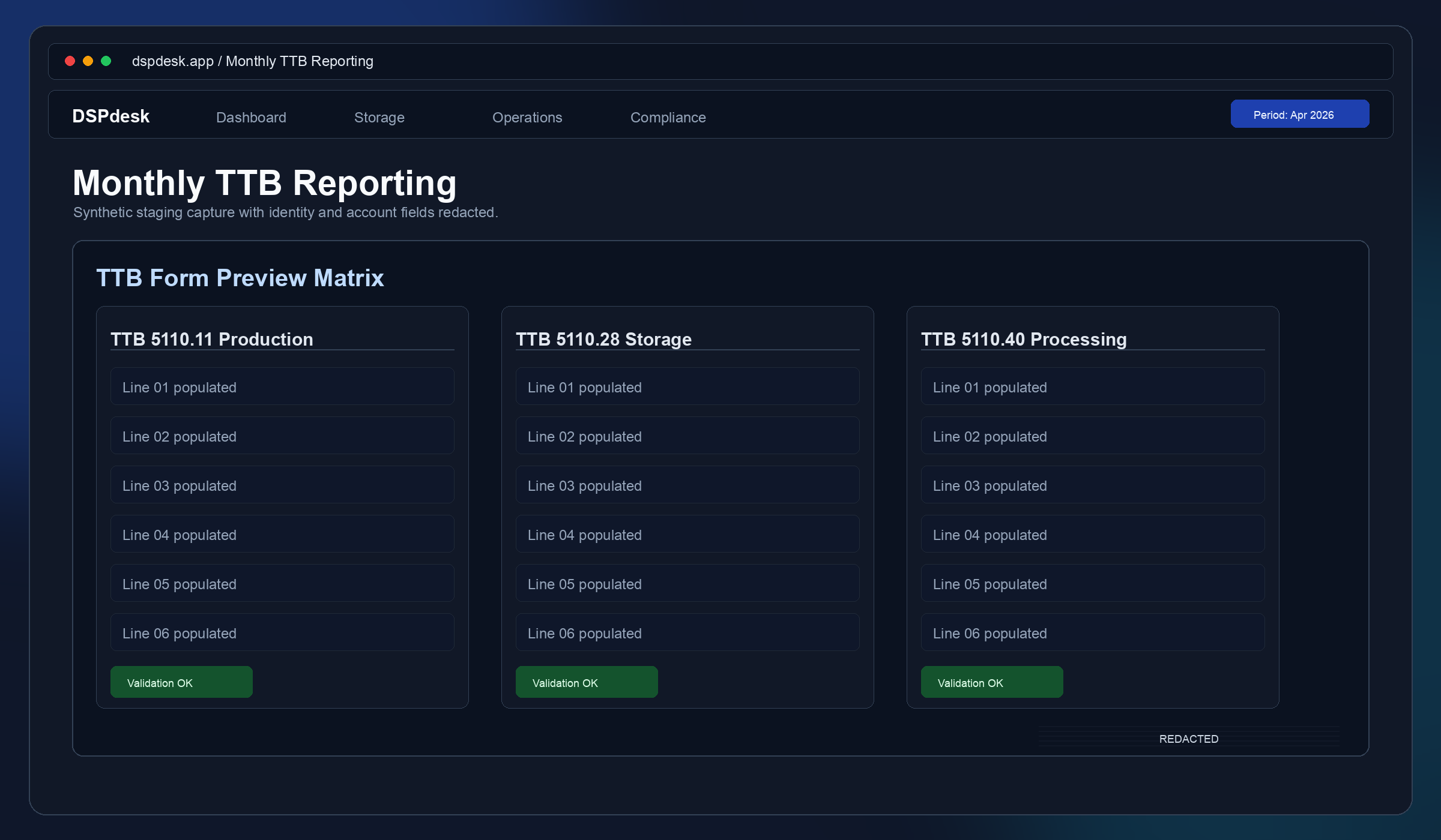 Monthly TTB Reporting